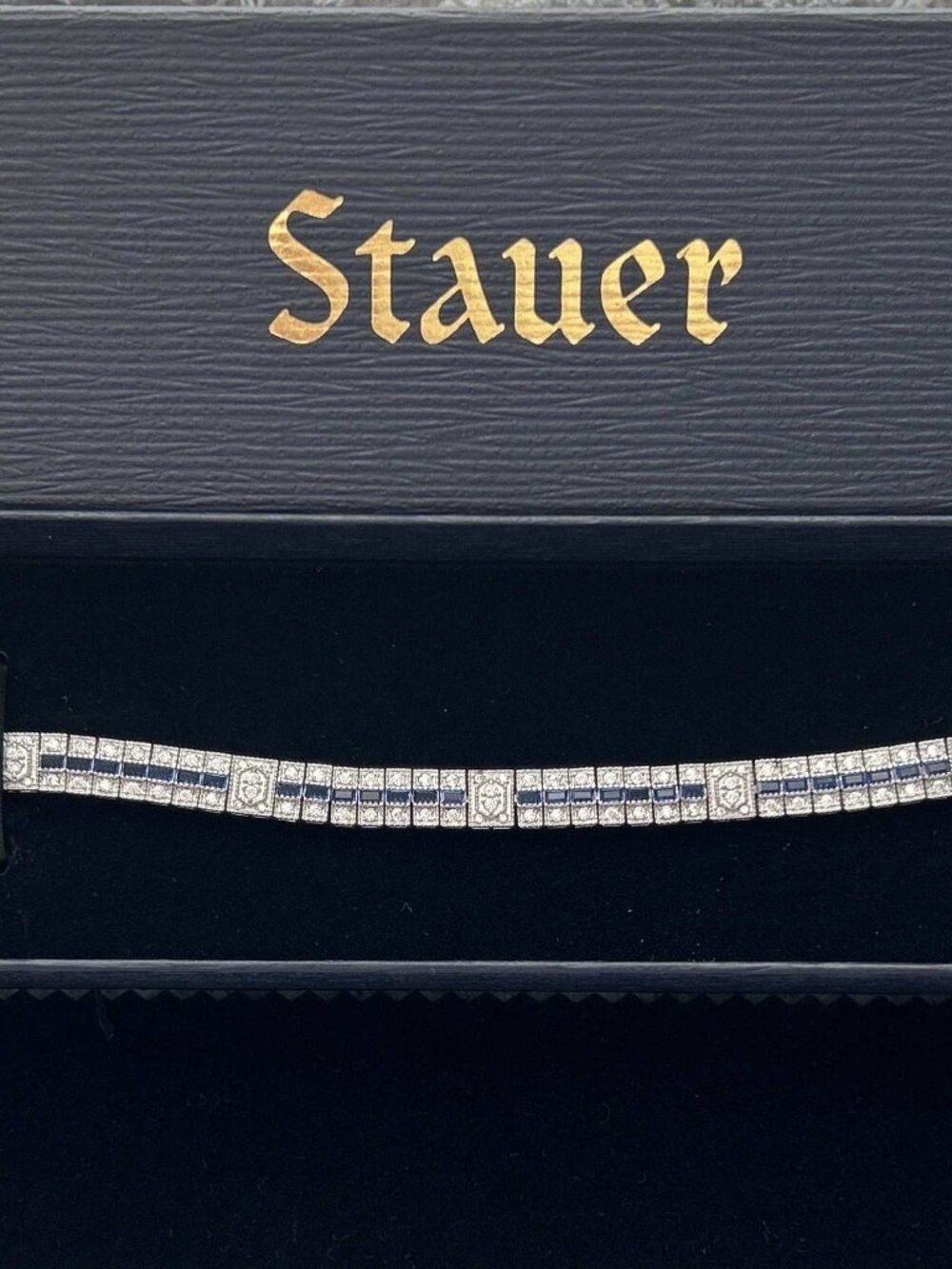 NEW Stauer 925 Sapphire Color Baguette CZ Tennis Bracelet - Picture 7 of 8